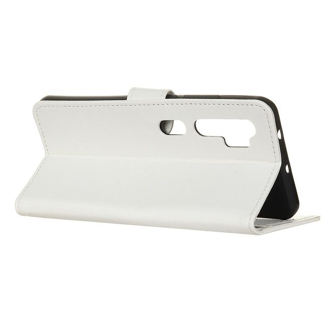 Xiaomi Mi Note 10 / Note 10 Pro Handy Hülle - Litchi Leder Bookcover Series - weiss