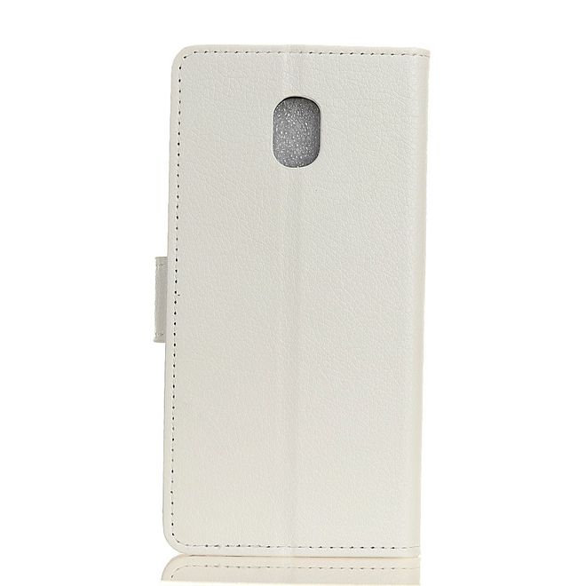 Nokia 2.3 Handy Hülle - Litchi Leder Bookcover Series - weiss