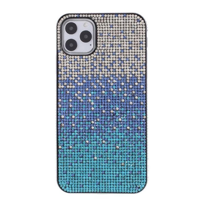 iPhone 11 Pro Max Case - Hardcase with rhinestones and color gradient - silver/blue