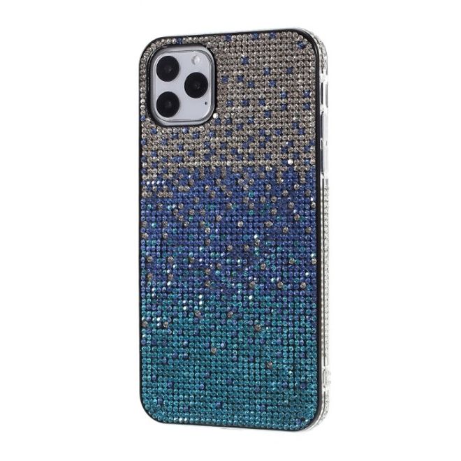 iPhone 11 Pro Max Case - Hardcase with rhinestones and color gradient - silver/blue