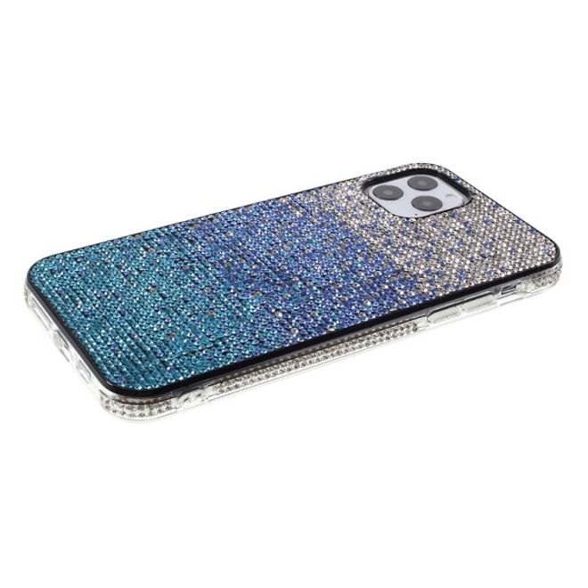 iPhone 11 Pro Max Case - Hardcase with rhinestones and color gradient - silver/blue