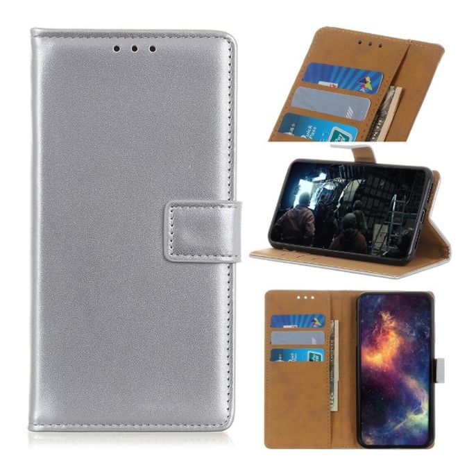 Xiaomi Redmi Note 8T Handy Hülle - Classic II Leder Bookcover Series - silber