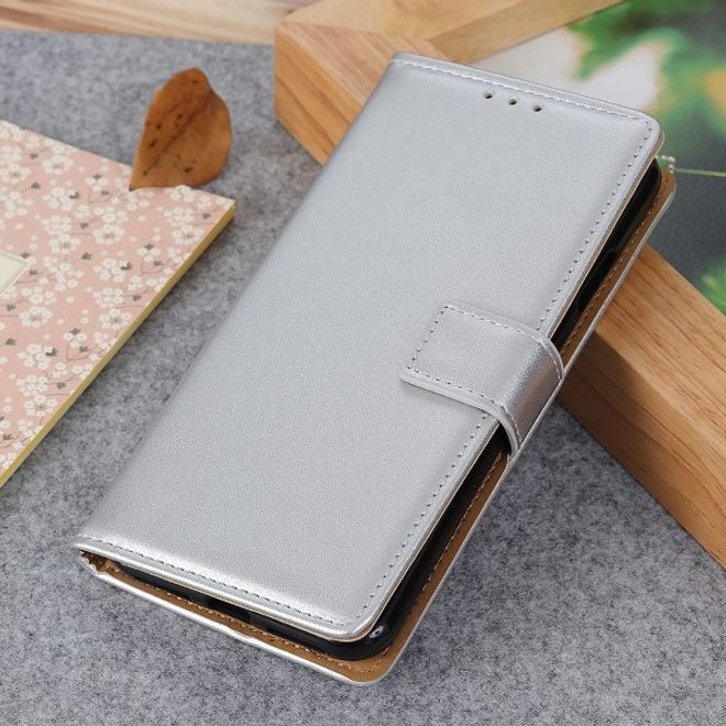 Xiaomi Redmi Note 8T Handy Hülle - Classic II Leder Bookcover Series - silber