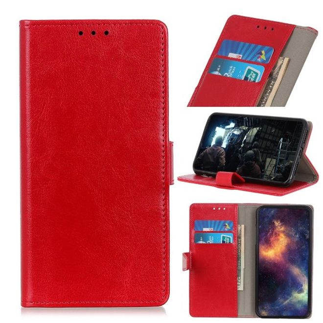 Xiaomi Redmi Note 8T Handyhülle - Crazy Horse Leder Bookcover Series - rot