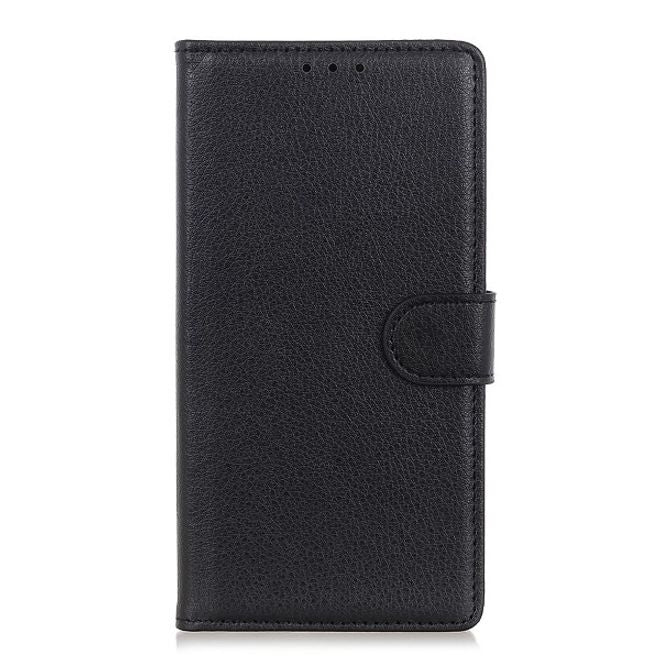 Xiaomi Redmi Note 8T Handy Hülle - Litchi Leder Bookcover Series - schwarz