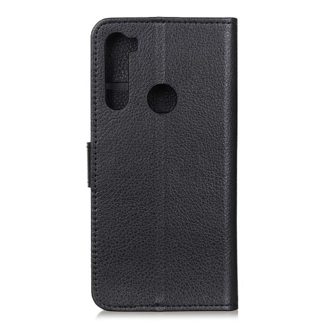 Xiaomi Redmi Note 8T Handy Hülle - Litchi Leder Bookcover Series - schwarz