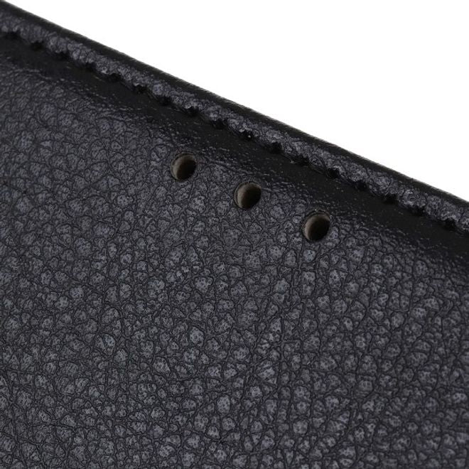 Xiaomi Redmi Note 8T Handy Hülle - Litchi Leder Bookcover Series - schwarz