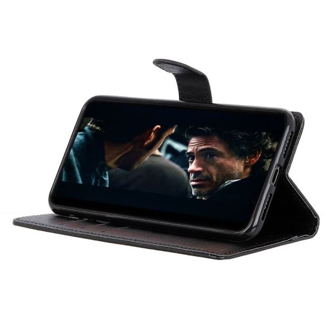 Xiaomi Redmi Note 8T Handy Hülle - Litchi Leder Bookcover Series - schwarz