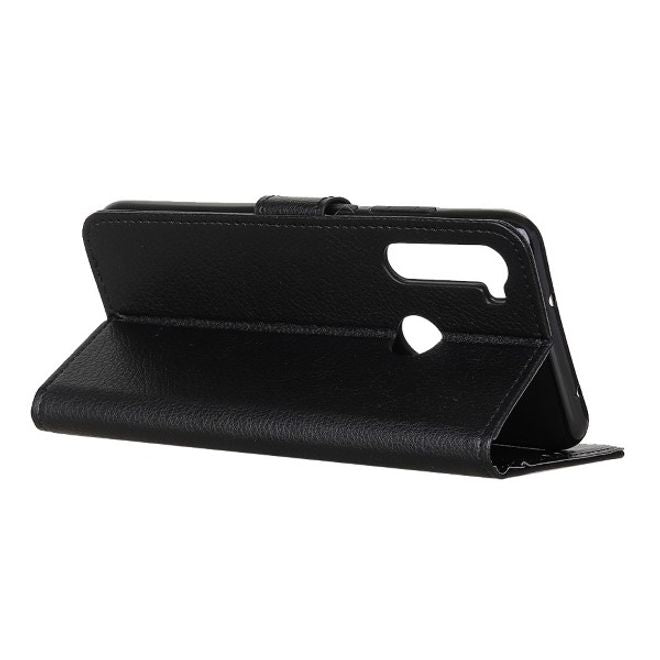 Xiaomi Redmi Note 8T Handy Hülle - Litchi Leder Bookcover Series - schwarz