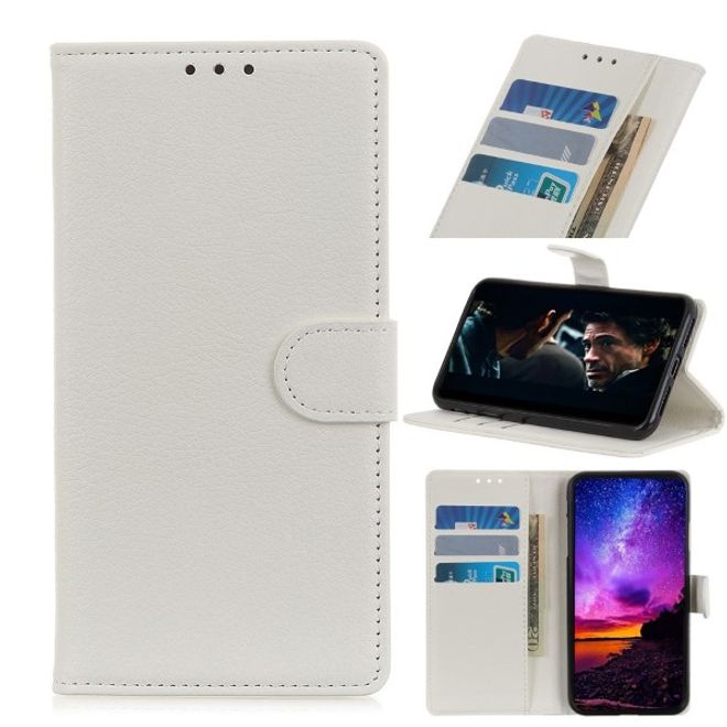 Xiaomi Redmi Note 8T Handy Hülle - Litchi Leder Bookcover Series - weiss