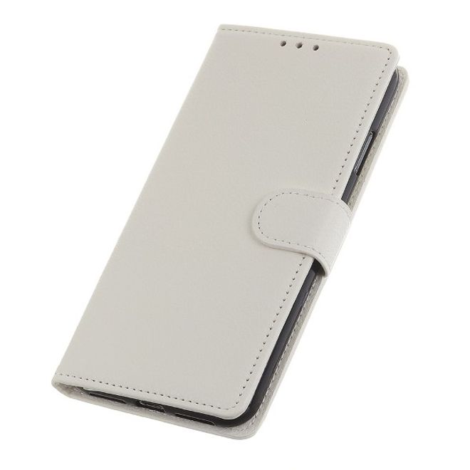 Xiaomi Redmi Note 8T Handy Hülle - Litchi Leder Bookcover Series - weiss