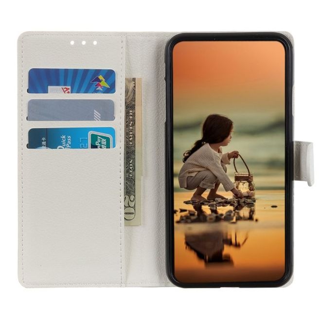 Xiaomi Redmi Note 8T Handy Hülle - Litchi Leder Bookcover Series - weiss