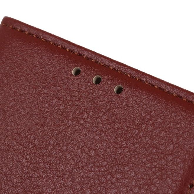 Xiaomi Redmi Note 8T Handy Hülle - Litchi Leder Bookcover Series - braun