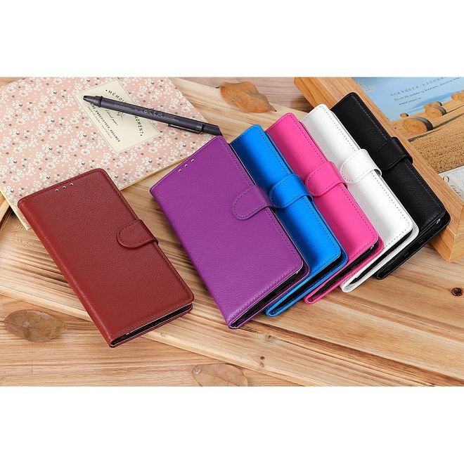 Samsung Galaxy A71 Handy Hülle - Litchi Leder Bookcover Series - schwarz