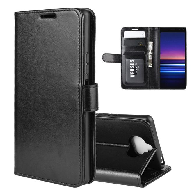 Sony Xperia 8 Handyhülle - Crazy Horse Leder Bookcover Series - schwarz