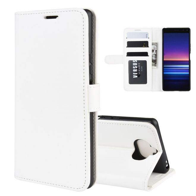 Sony Xperia 8 Handyhülle - Crazy Horse Leder Bookcover Series - weiss