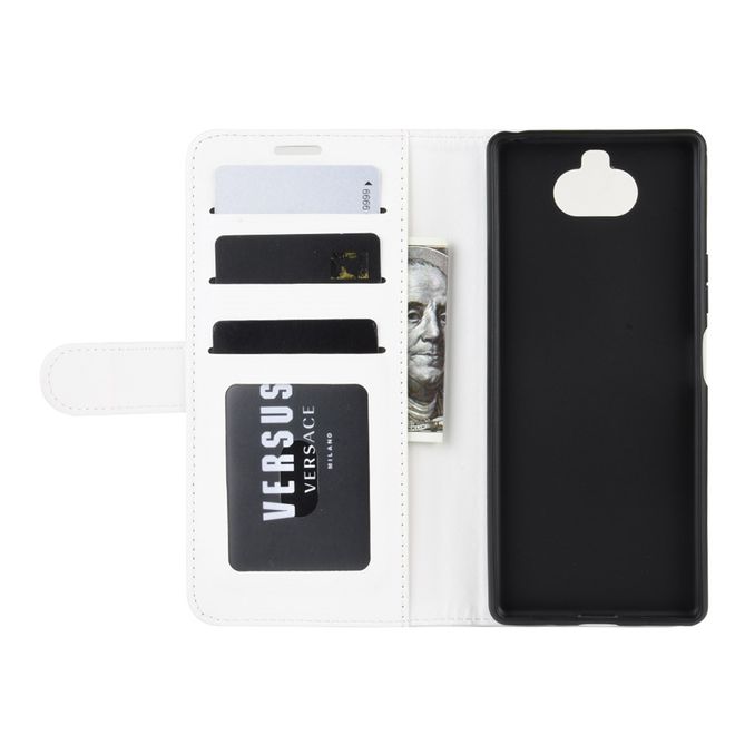 Sony Xperia 8 Handyhülle - Crazy Horse Leder Bookcover Series - weiss