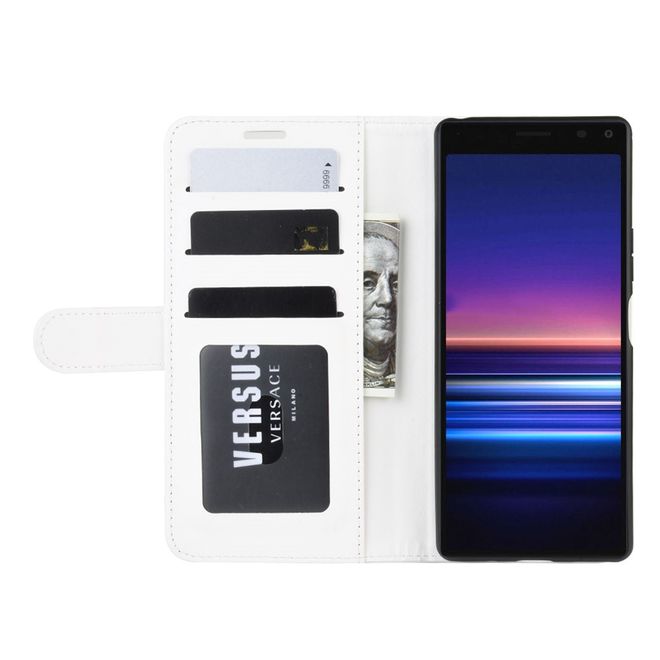 Sony Xperia 8 Handyhülle - Crazy Horse Leder Bookcover Series - weiss