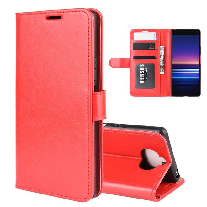 Sony Xperia 8 Handyhülle - Crazy Horse Leder Bookcover Series - rot