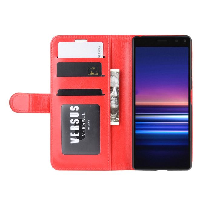 Sony Xperia 8 Handyhülle - Crazy Horse Leder Bookcover Series - rot