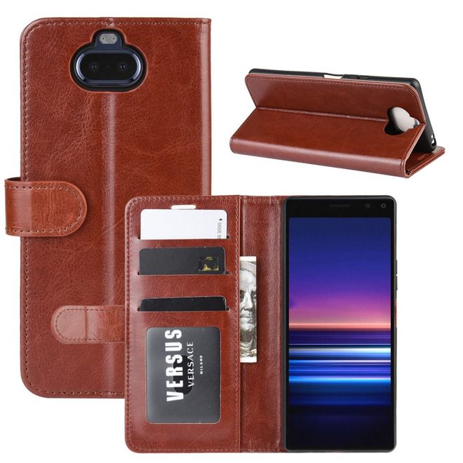 Sony Xperia 8 Handyhülle - Crazy Horse Leder Bookcover Series - braun