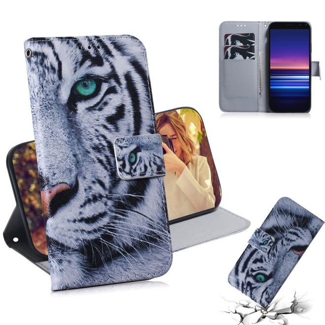 Sony Xperia 8 Handy Hülle - Leder Bookcover Image Series - Tiger