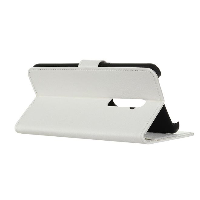 Oppo A9 (2020) / A5 (2020) Handy Hülle - Litchi Leder Bookcover Series - weiss