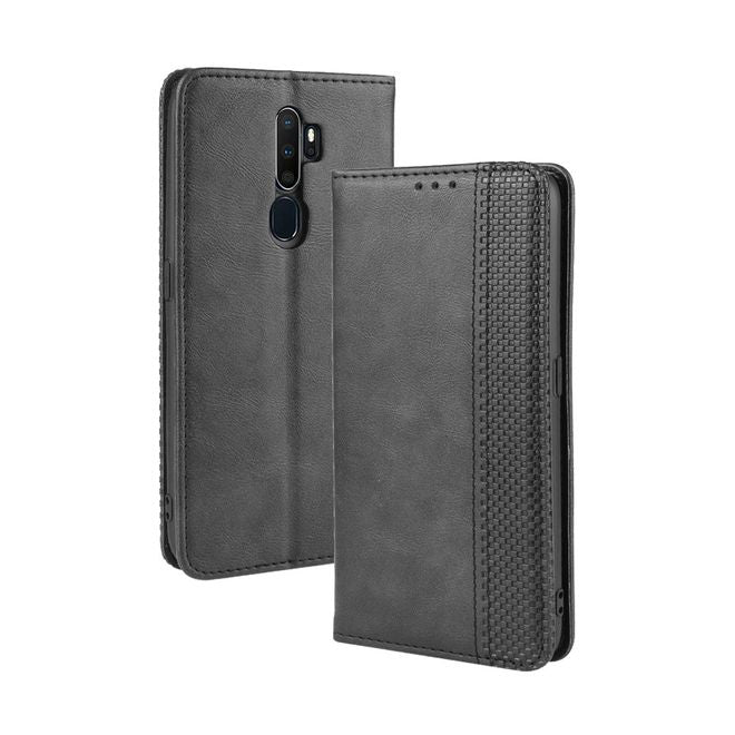 Oppo A9 (2020) / A5 (2020) Handyhülle - Vintage III Leder Bookcover Series - schwarz