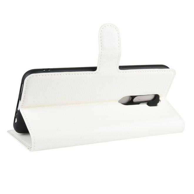 Oppo A9 (2020) / A5 (2020) Handy Hülle - Litchi Leder Bookcover Series - weiss