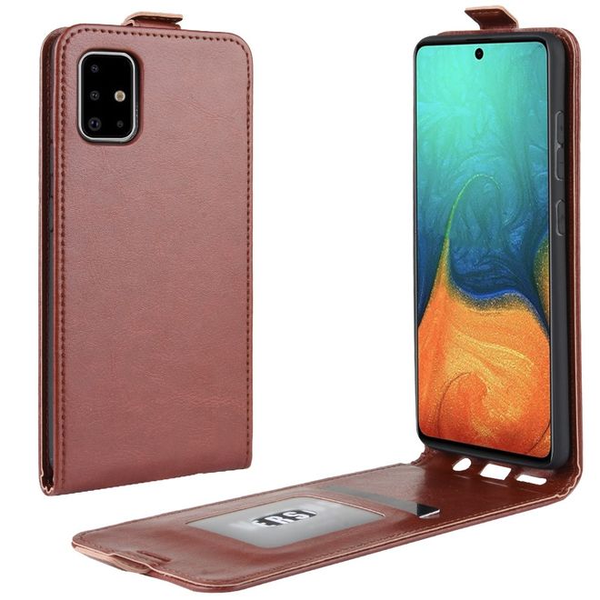 Samsung Galaxy A71 Handyhülle - Crazy Horse Leder Flipcase - vertikal - braun