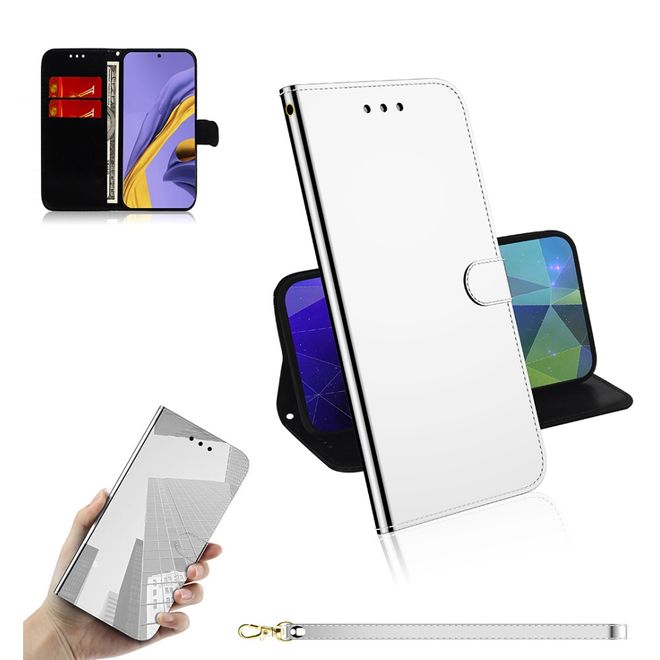 Samsung Galaxy A51 Hülle - Mirror Surface Bookcover Series - silber