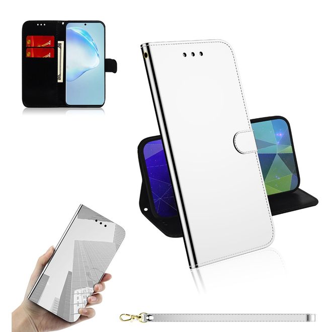 Samsung Galaxy S20 Ultra Hülle - Mirror Surface Bookcover Series - silber