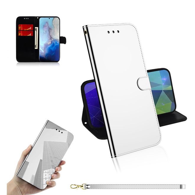 Samsung Galaxy S20 Hülle - Mirror Surface Bookcover Series - silber