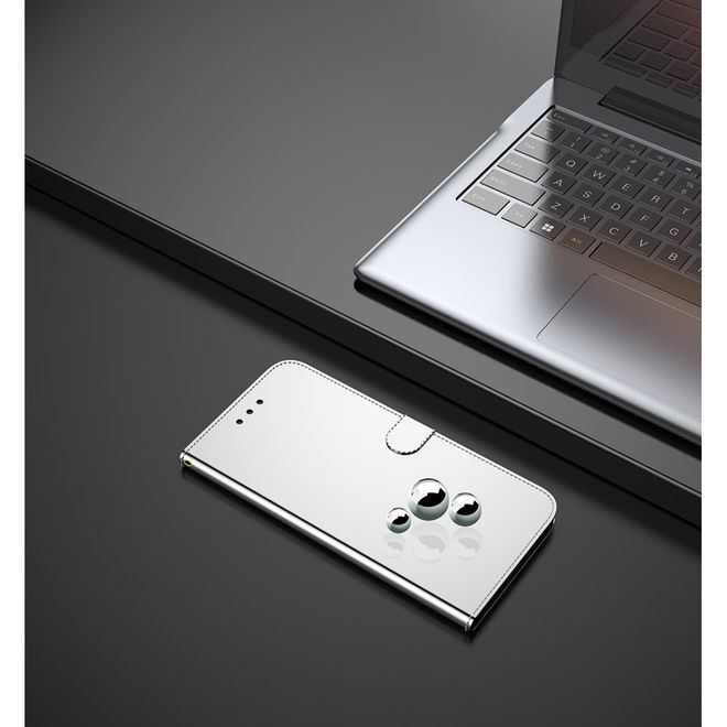 Samsung Galaxy S20 Hülle - Mirror Surface Bookcover Series - silber