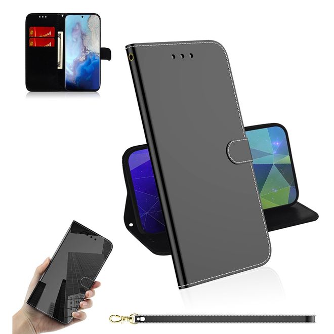 Samsung Galaxy S20 Hülle - Mirror Surface Bookcover Series - schwarz