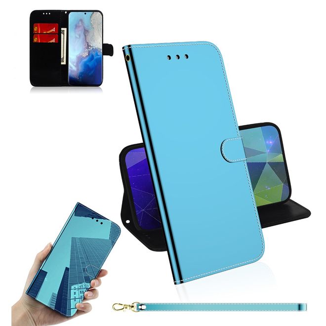Samsung Galaxy S20 Hülle - Mirror Surface Bookcover Series - blau