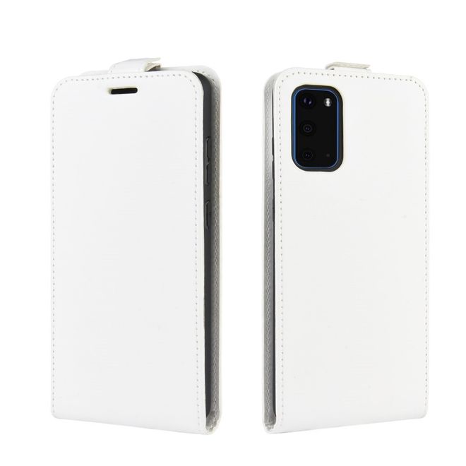 Samsung Galaxy S20 Handyhülle - Crazy Horse Leder Flipcase - vertikal - weiss