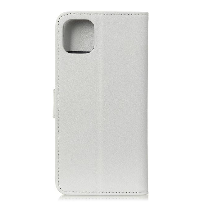 Samsung Galaxy Note 10 Lite Handy Hülle - Litchi Leder Bookcover Series - weiss
