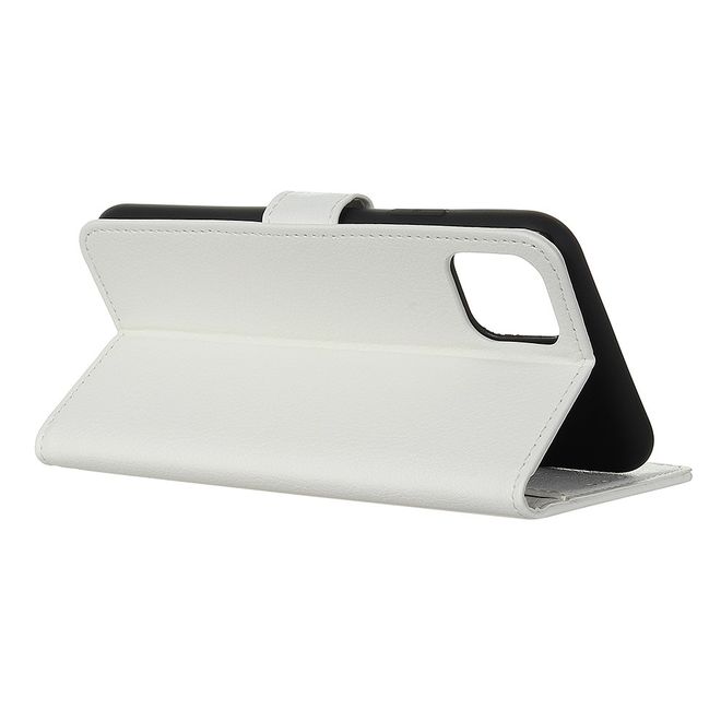 Samsung Galaxy Note 10 Lite Handy Hülle - Litchi Leder Bookcover Series - weiss