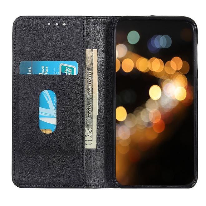Samsung Galaxy Note 10 Lite Handy Hülle - Litchi V Leder Bookcover Series - schwarz