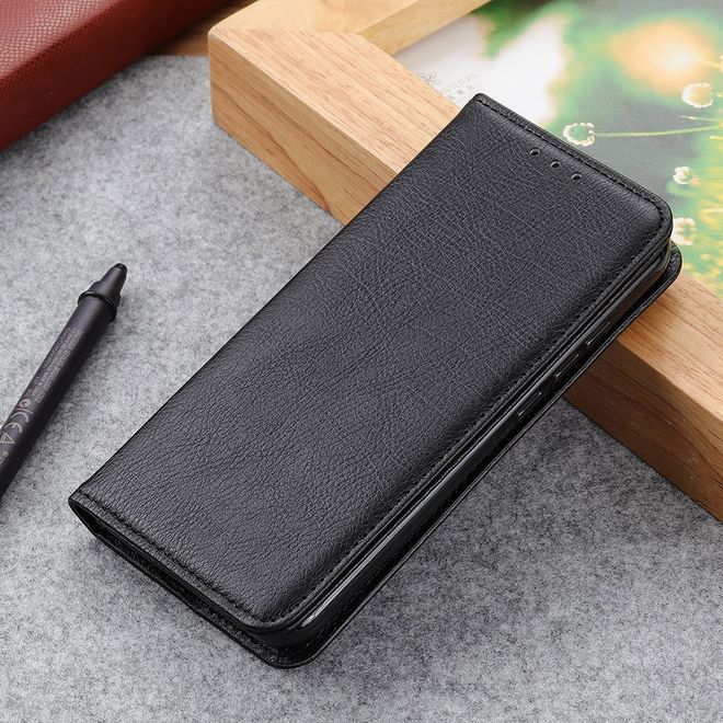 Samsung Galaxy Note 10 Lite Handy Hülle - Litchi V Leder Bookcover Series - schwarz