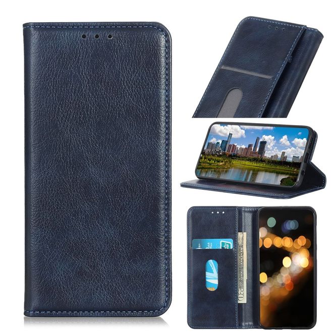 Samsung Galaxy Note 10 Lite Handy Hülle - Litchi V Leder Bookcover Series - blau
