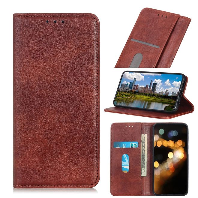 Samsung Galaxy Note 10 Lite Handy Hülle - Litchi V Leder Bookcover Series - braun