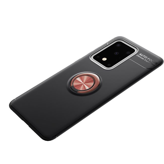 Samsung Galaxy S20 Ultra Hülle - Softcase mit Fingergriff Halterung - Kickstand Series - schwarz/rosegold