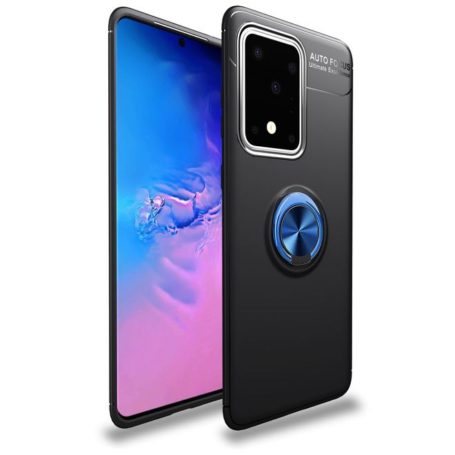 Samsung Galaxy S20 Ultra Hülle - Softcase mit Fingergriff Halterung - Kickstand Series - schwarz/blau