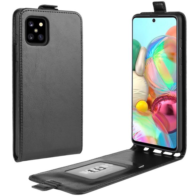 Samsung Galaxy Note 10 Lite Handyhülle - Crazy Horse Leder Flipcase - vertikal - schwarz