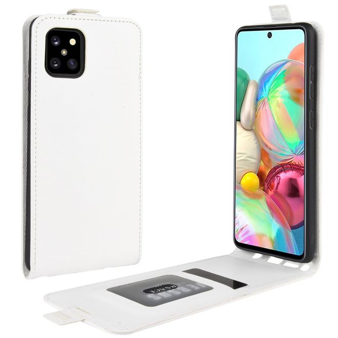 Samsung Galaxy Note 10 Lite Handyhülle - Crazy Horse Leder Flipcase - vertikal - weiss