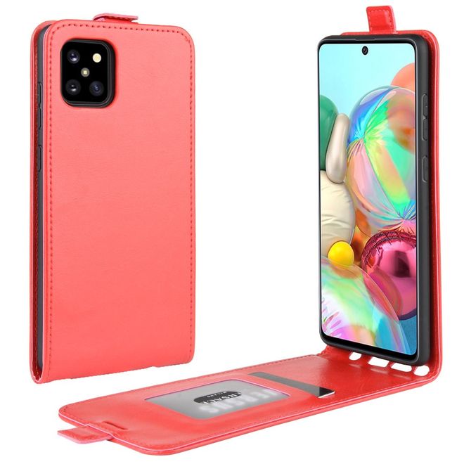 Samsung Galaxy Note 10 Lite Handyhülle - Crazy Horse Leder Flipcase - vertikal - rot