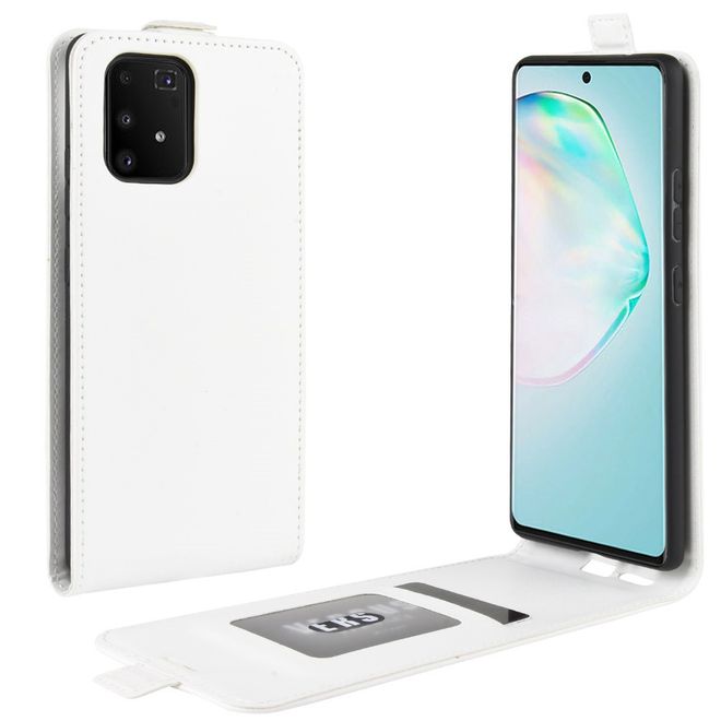 Samsung Galaxy S10 Lite Handyhülle - Crazy Horse Leder Flipcase - vertikal - weiss