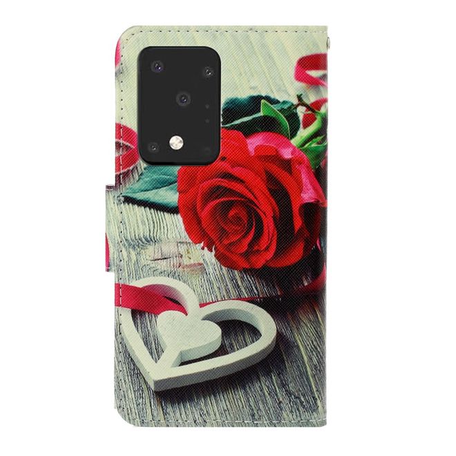 Samsung Galaxy S20 Ultra Handy Hülle - Leder Bookcover Image Series - Rose und Herz